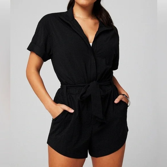 Black Short Sleeve Jumpsuit - Picture 3 of 10